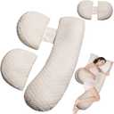 Pregnancy Pillow - Full Body Maternity Support for Back & HIPS, Soft Sleeping Pillow with Removable Cover, Comfort for Side Sleepers and Pregnancy (Khaki)