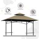 Grill Gazebo Replacement Canopy Top - AONEAR 5'x8' Outdoor BBQ Tent Roof Cover Double Tiered Outdoor Grill Shelter Fit for Model L-GG001PST-F (Khaki)