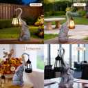 Garden Statues Elephant with Solar Lantern Outdoor Figurines Decorations for Patio Yard Lawn Ornaments Gifts for Birthday Mom Housewarming(Gray)