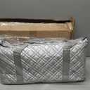 American Mahjong Set Complete Set with Quilted PU Leather Carrying Bag, Tile Racks with Pushers, 166 Engraved Tiles, Dice, Bettor, and Instructions (PU Silver)