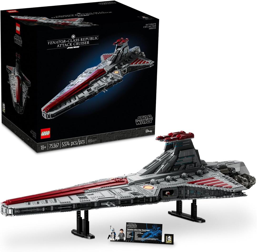 LEGO Star Wars Venator-Class Republic Attack Cruiser, Ultimate May The 4th Collectibles, Series Building Set with Captain Rex Minifigure, Star Wars Fan Gift, Stress Relief Clone Wars Activity, 75367, Large