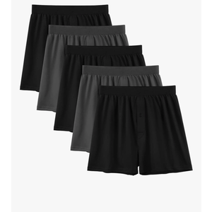 Underwear Mens Boxers Cotton Underwear for Men Boxer Shorts knit Black and Gray L
