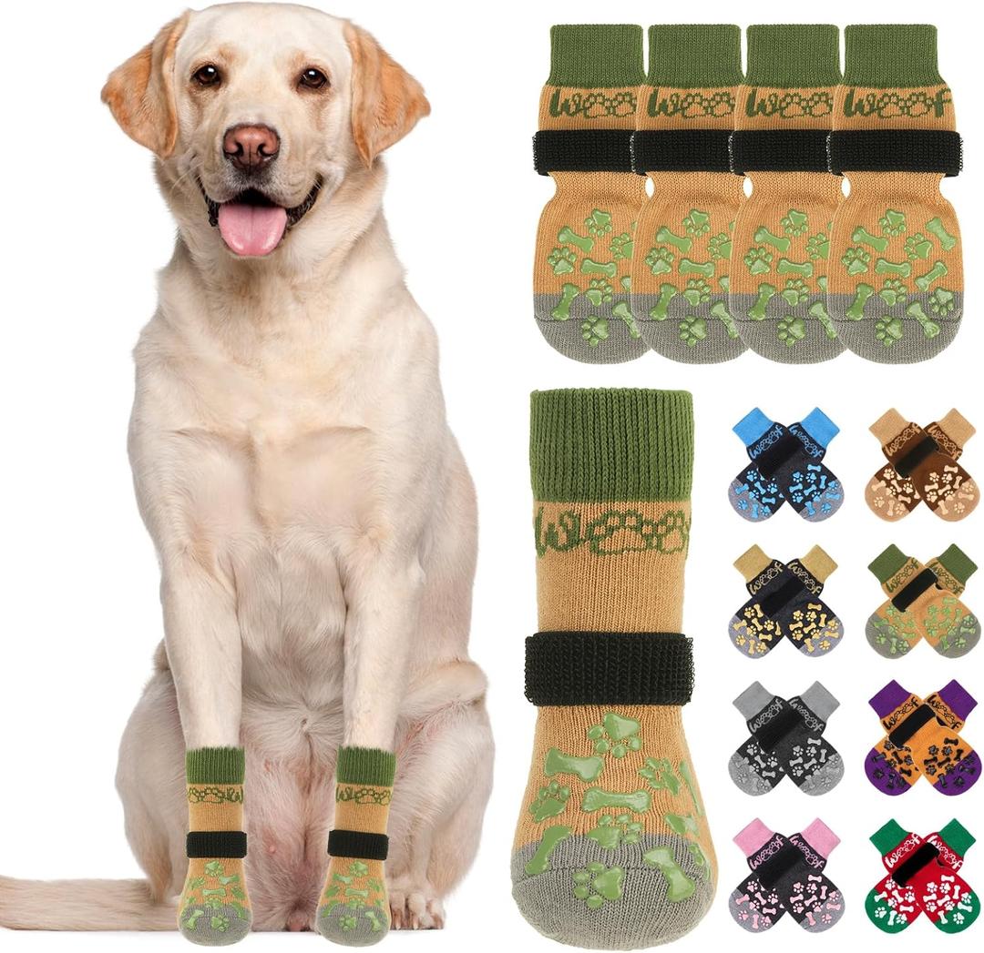 KOOLTAIL Dog Socks Shoes for Hot Pavement to Prevent Licking Paws, Winter Dog Boots&Paw Protector for Hardwood Floors Anti Slip, Traction Control Grip Booties for Small, Medium Senior Dog, Green SM