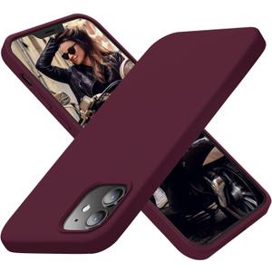 Cordking Designed for iPhone 12 Case, Designed for iPhone 12 Pro Case, Silicone Shockproof Phone Case with [Soft Anti-Scratch Microfiber Lining] 6.1 inch,Plum