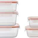 IMUSA Glass Food Storage Containers with Lids, 10 Piece Set Borosilicate Glass Meal Prep Containers Oven Microwave Freezer Safe Airtight and Leakproof