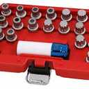 Set of 21, Wheel Lock Key Set, AntiTheft Lock Lug Nut Screw Remover Wheel Lock Removal Kit with 1/2 inch (12.7mm) Socket Adapter for Mini Series