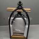 Decor Modern Farmhouse Lantern Decor Set of 2, Black Metal Candle Lanterns, Wooden Lanterns Decorative w/Timer & Remote-Controlled Flickering Candles for Home, Indoor, Table, Fireplace Mantle Dcor