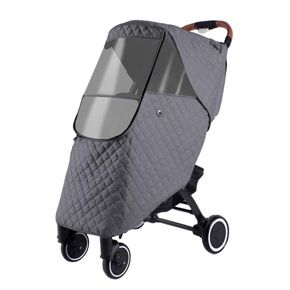 Winter Stroller Rain Cover Warm Stroller Weather Shield Universal Stroller Accessory,Protect from Rain Snow Dust Sun (Dark gray)