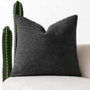 MIULEE Textured Boucle Throw Pillow Cover Black Accent Solid Eruo Sham Pillow Case Decorative Soft Pack of 1 Couch Cushion Chair Sofa Bedroom Livingroom Home Decor,24x24 Inch