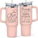 Nurse Gifts for Women - Nurses Week Gifts - Appreciation Gift for Nurses - Nurse Rn Lpn Practitioner Gift for Women - Retirement, Graduation Nursing Student Ideas - 40 Oz Pink Tumbler