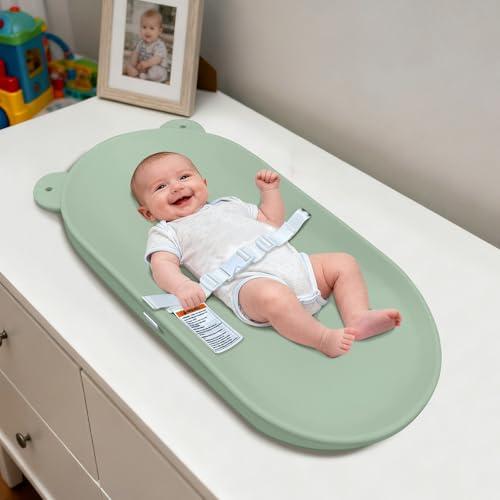 Baby Changing Pad, EVA Waterproof Non-Slip Changing Table Pad with Adjustable Strap for Dresser Changing Table Nursery, Portable Diaper Changing Pad, Green