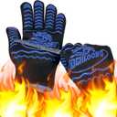 BBQ Gloves, Oven Gloves 1472 Extreme Heat Resistant, Grilling Gloves Silicone Non-Slip Oven Mitts, Kitchen Gloves for BBQ, Grilling, Cooking, Baking-1 Pair (One Size Fits Most, Black)