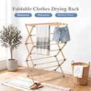 FJO Foldable Bamboo Clothes Drying Rack, 3-Tier Collapsible Laundry Clothes Hanger, Portable Wooden Drying Rack, Space Saving Indoor Outdoor, 28'' D x 15'' W x 39.3'' H, Beige