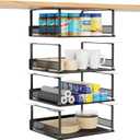iSPECLE Under Shelf Basket - 4 Pack Under Shelf Storage Add Extra Storage Space for 15" and 30" Upper Cabinet, Easy to Install with Strong Adhesive, Under Cabinet Basket Easy Get Small Items, Black