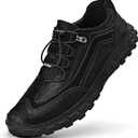 Men's Lightweight Waterproof Hiking Shoes Comfortable Leather Non-Slip Platform Slip On Trekking Trail Shoes Casual Fashion Outdoor Walking Work Sneakers, 9