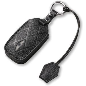 Genuine Leather Key Fob Cover Compatible with Genesis GV70 GV80 G80 2024 2025, Genesis G90 2022 2023 2024 2025, Keyless Fob Case with Keychain & Lanyard for Genesis Key Fob (7 Buttons, Black)