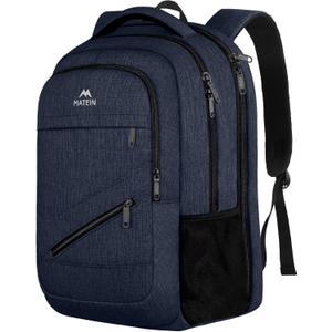 MATEIN 17 Inch Laptop Backpack, Large Work Backpack Travel Carry On TSA Approved with Trolley Sleeve, College Computer Bag with Anti Theft Pocket, Water Resistant Commute Daypack for Men, Dark Blue