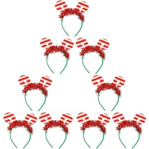 FRCOLOR Hair Decorations Christmas Decorations 9 pcs Christmas Candy hair hoop party hair decoration candy cane hairband Cane Headband Decor
