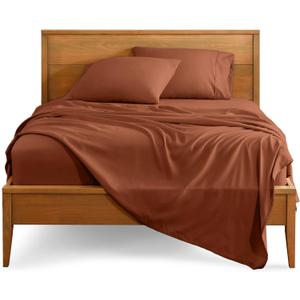 Bare Home Queen Sheet Set - 1800 Ultra-Soft Microfiber Queen Bed Sheets - Double Brushed - Deep Pockets - Easy Fit - 4 Piece Set - Bedding Sheets & Pillowcases (Queen, Terracotta)