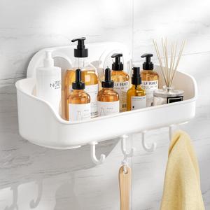 LUXEAR Shower Caddy Suction Cup NO-Drilling Removable Bathroom Shower Shelf Powerful Shower Organizer Basket Waterproof & Oilproof Wall Mounted Storage Rack for Bathroom&Kitchen