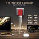 Flat USB C Wall Plug 2Pack 40W Foldable Slim Fast Charging Block 4Ports USB C Charger Block Cube Box Compatible with iPhone 16 Samsung, Pixel, Tablets, Multiport Power Adapter Plug Brick Christmas Red