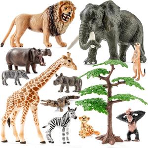 12PCS Realistic Safari Animals Figures Learning Toys Set, Large African Animal Toys, Wild Zoo Animal Toys, Educational Playset Toys for Boys Girls, Birthday Gift for Toddlers Kids
