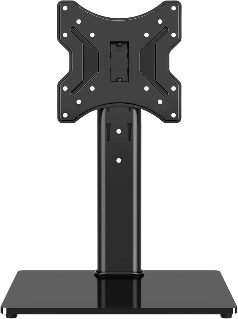 TVON Universal TV Stand Base, Swivel Table Top TV Stand for 20-43 inch TVs/Monitors with 4 Level Height Adjustment and Tempered Glass Base, Holds up to 88 Lbs, VESA 200x200mm