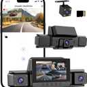 4-Channel 360 Dash cam Front and Rear FHD 1080P 180 Rotating Side-View Camera APP Control reversing Display Collision Detection Parking Monitoring Loop Recording | Suitable for sedans and SUVs