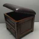 Storage Ottoman with Drawer, Microfiber Leather Padded Top Foot Rest Stool with Nailhead Trim for Bedroom Living Room