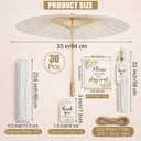 Wedding Shade Station for 50-80 Guest, 33in Wedding Paper Parasol Set with Woven Storage Box, Organza Bag, Thank You Tag and Welcome Sign, for Wedding Guest, Favor, Outdoor Ceremony and Bridal Partie