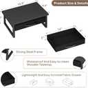 Ekisemio Computer Monitor Stand Riser, Desk Organizers and Accessories with Fabric Drawer, 2-Tier Wood and Metal Laptop Stand for Desk, Office Organizer Storage, Black