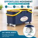 Compact Spin Mop and Bucket with Clean & Dirty Water System, Floor Mop with 360° Swivel Wheels, 61" Handle, 6 Reusable Mop Heads for for Wood, Tile, Vinyl, Baseboards- Blue/Yellow