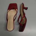 Kitten Flip Flop Thong Low Heels for Women Square Open Toe Slip On Heeled Sandals (8.5, Burgundy)