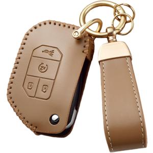Key Fob Cover Compatible with 2018-2025 Jeep Wrangler JL JLU Rubicon Gladiator Sahara, Soft Leather Key Cover Case