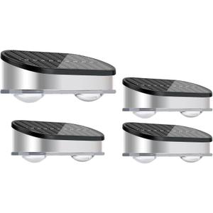 4 Pack Solar Fence Lights Outdoor Waterproof Stainless Steel Led Solar Lights Outdoor Post Deck Light 9 Modes RGB Color Changing Garden Step Light Solar Powered for Backyard Wall Patio