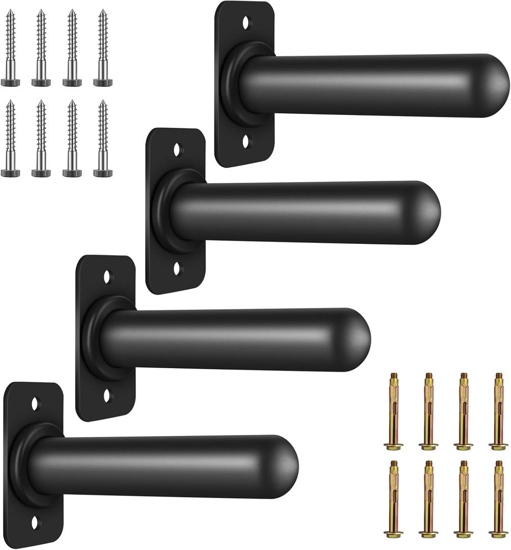 KDNVPS Wall Mounted Weight Plate Holder for 2" Olympic Plates, Heavy Duty Steel Weight Rack Storage, Space Saving Wall Mount Home Gym Organizer (4 Packs, 2 Inch Rounded End)