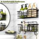 Yougai Shower Caddy, Shower Organizer with Soap Holder and Hooks, Rustproof Shower Shelves, No Drilling Bathroom Organizers and Storage, Wall-Mounted Kitchen & Home Decor (Black)