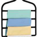 Velvet Pant Clothes Hanger Space Saving Non Slip Shorts Hanger, Myfolrena Jeans Slack Trousers Hangers Multiple Velvet Hanger Closet Organizer Storage and Organization for Jeans,Scarf,Tie(Black)