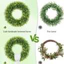 26 Inch Large Boxwood Wreath Spring Summer with Sash Artificial Green Wreaths for Front Door Farmhouse Wedding Window Hanging Wall All Year Round Indoor & Outdoor St Patrick's Day Decor