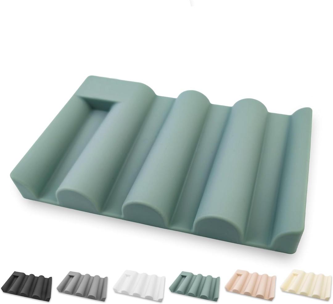 Soap Dish for Shower, Bathroom & Kitchen  Non-Slip, Self-Draining Design to Keep Soap Dry, Extend Soap Life  Easy to Clean, Compact & Durable (Green, 1 pcs)