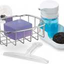 IDea Home Tools Set, Suction Soap Dish, Soap Pump and Plastic Suction Squeegee, White (3 Pack)