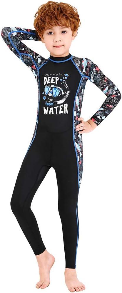 Full Body Kids Swimsuit One Piece Rash Guard Long Sleeve Wetsuit Skin for Girls Boys (Medium)