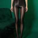 WDIRARA Women's Shiny Pantyhose Sheer Tights Oil High Waist Stockings Party Clubwear (Black, M)