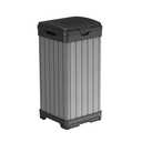 Keter Darwin Outdoor Trash Can, 38 Gallon Weather-Resistant Resin Waste Bin with Lid, Wood-Look Design for Patio, Deck, Porch & Backyard