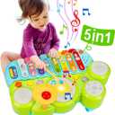 Baby Musical Toys 3 in 1 Piano Keyboard Xylophone Drum Set for 1 Year Old Girls Boys Toys Age 2 Music Instrument Toys Toddlers 1-3 0-2 First Birthday Easter Gift Infant Baby Toys 6 9 12 18 Month (Green)