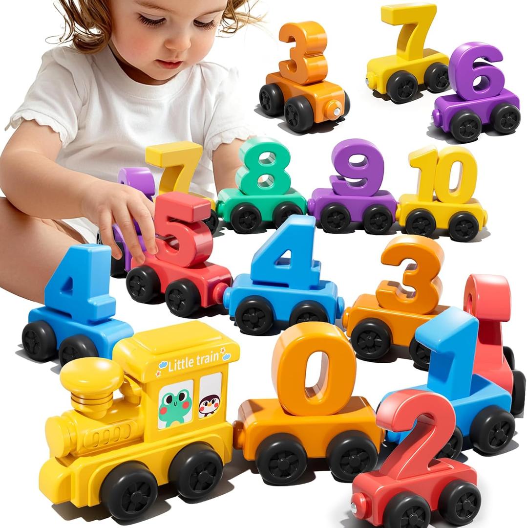 JUKUDAHU Magnet Number Train Set for Toddlers 1 2 3 4 Years Old - Counting Toy, Color Sorting Toy, Preschool Educational Activities, Learning Toy, Train Birthday Gifts for Boys Girls 1-3, 2-4