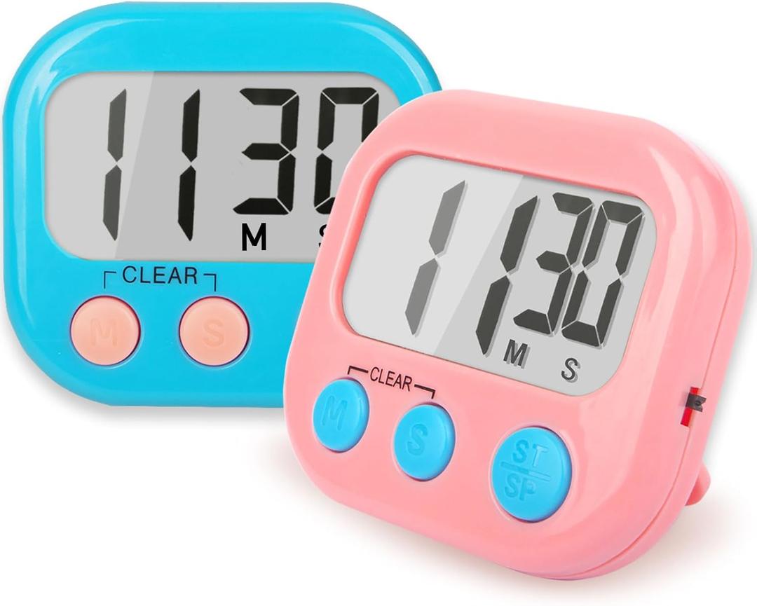 2 Pack Classroom Timers for Teachers Kids Large Magnetic Digital Timer Blue Pink
