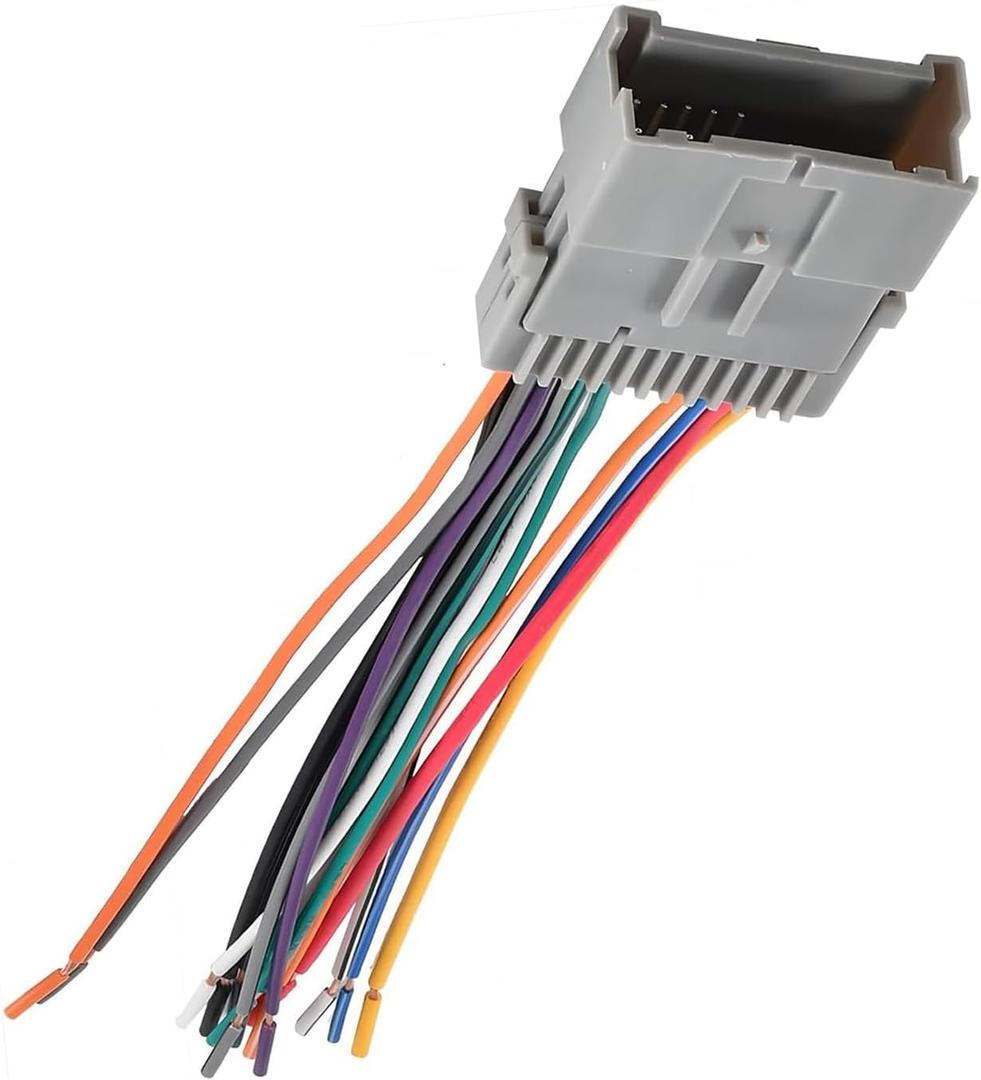 Stereo Wiring Harness, Car Speaker CD Player Modified Tail Line Connector, Plug and Play Waterproof Heat-Resistant Adapter, Compatible with Chevrolet Chrysler Hummer Buick Suzuki (Gray)