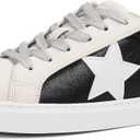 PARTY Womens Dressy Fashion Star Sneakers Lace-Up Low Top Comfortable Cushioned Walking Shoes (10, Black Met)