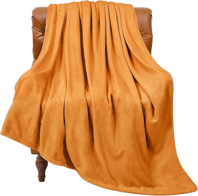 BEDELITE Orange Throw Blanket for Couch & Bed, Luxury Plush Cozy Fleece Blanket 50" x 60", Soft Lightweight Fall Throw Blanket for Home Furnishing